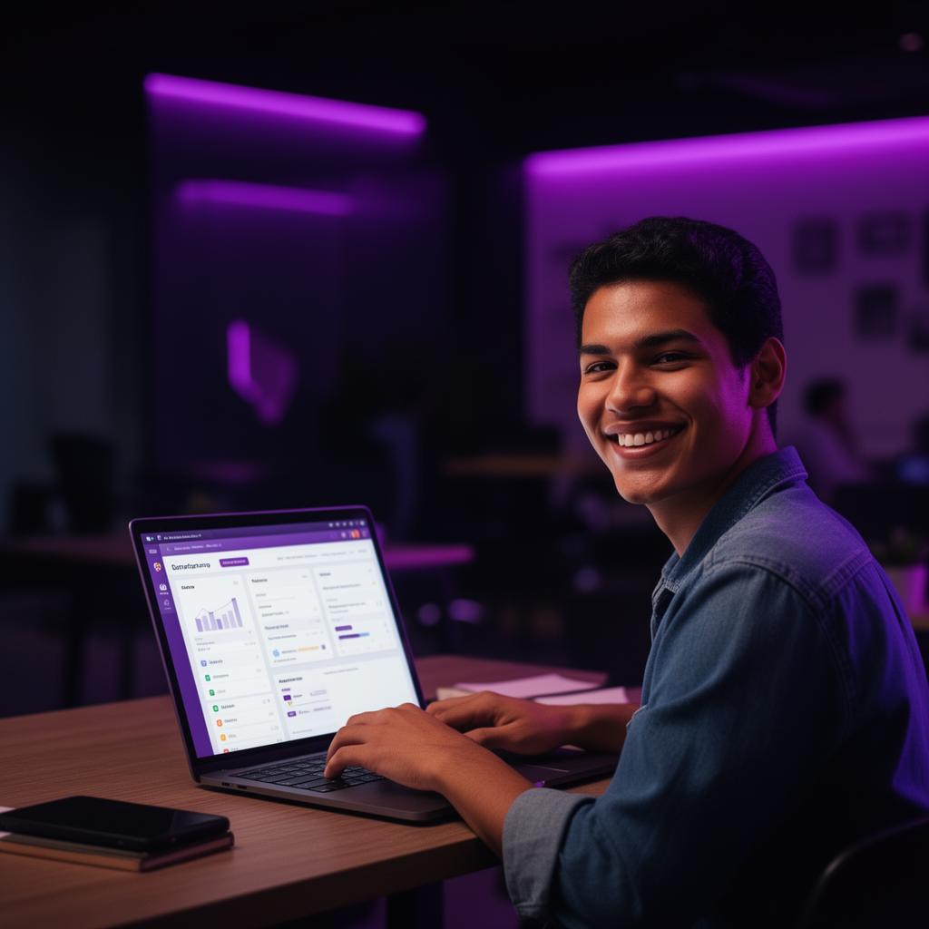 Emprendedor usando la plataforma de incubados Wichay
